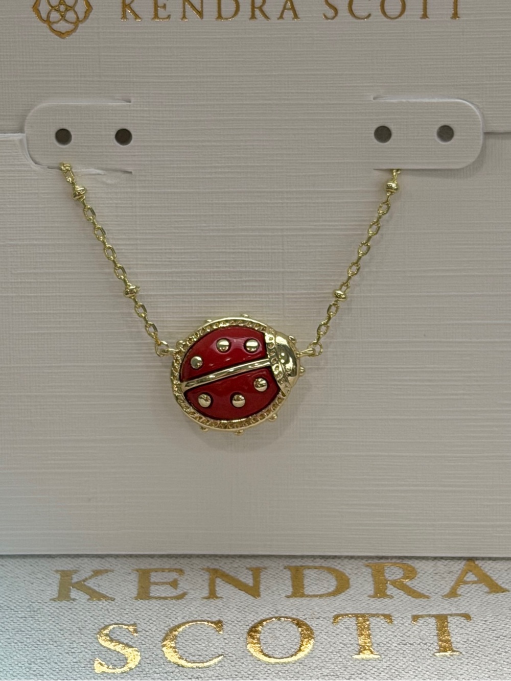 💝Kendra Scott Goldtone Necklace with Red Ladybug Pendant